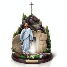 Load image into Gallery viewer, The Bradford Exchange Thomas Kinkade Studios He Is Risen Sculpture Jesus Christ's Resurrection Hand-painted &amp; Handcrafted with Realistic Stone-like Texture Illuminated Decor 10-inches
