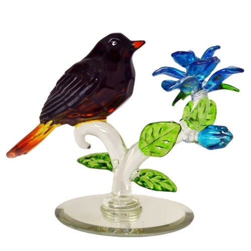 The Bradford Exchange Orange Radiance Natures Sparkling Songbirds Crystal Collection Issue #4 Hand-Tinted Glass Sculptures with Mirrored Base 6-inches