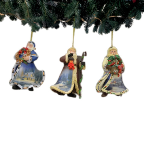 The Ashton-Drake Galleries Victorian Winter Scenes Santas Ornament Collection Issue #39 Painter of Light Artistry Three Dimensional Elegance with Elaborate Detailing Christmas Decoration Set of 3 by Thomas Kinkade 12-inches - RCE Global Solutions