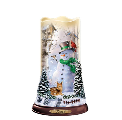 The Bradford Exchange Flurries of Light Candle Collection Issue #3 Peace Tabletop Pillar Candles with Hand-Cast Miniature Landscapes Flickering Light & Snowflake Projector, Christmas Decorations by Dona Gelsinger 6.5-Inches - RCE Global Solutions