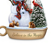 Load image into Gallery viewer, The Bradford Exchange Believe In The Magic Issue #1 from Warm Winter Welcome Candle Collection Snowman Sculpture Christmas Decoration with Flameless Candle by Dona Gelsinger 9-inches - RCE Global Solutions
