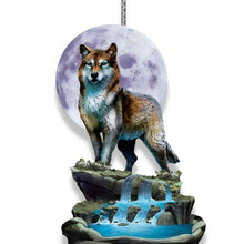 Load image into Gallery viewer, The Bradford Exchange Call of the Wild Wind Chime Handcrafted Sculptural Wolves &amp; LED-Lit Moonlit Waterfall Wind Chimes with Captivating Multi-Sensory Experience and UV-Coated for Outdoor Display by Al Agnew 4.5&quot; W x 18&quot; L-inches - RCE Global Solutions
