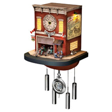 Load image into Gallery viewer, The Bradford Exchange Freedom Choppers Motorcycle Garage Cuckoo Clock with Canadian Flags Quartz Movement Light-Up Chopper Design Sculpted Eagle Piston Weights and Revving Motors Light Show on the Hour 17.25-inches
