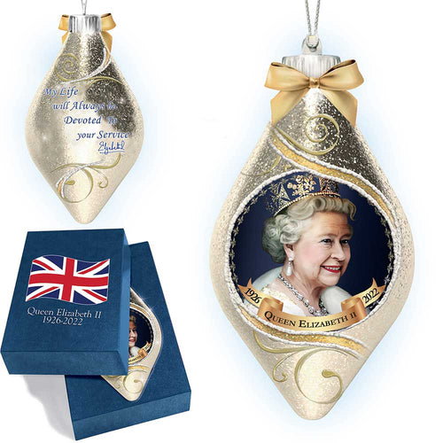 The Bradford Exchange Queen Elizabeth II Shining Spirit Illuminated Hand-Blown Heirloom Glass Ornament 5.5-inches - RCE Global Solutions