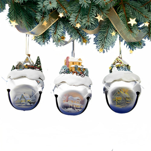 The Ashton-Drake Galleries Winter Sleigh Bells #7 Ornament Collection Set of 3 Christmas Decoration by Thomas Kinkade 3-inches - RCE Global Solutions