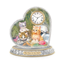 Load image into Gallery viewer, The Bradford Exchange &quot;Paw Prints On Your Heart&quot; Glass Art Clock by Jürgen Scholz 4.5-inches - RCE Global Solutions
