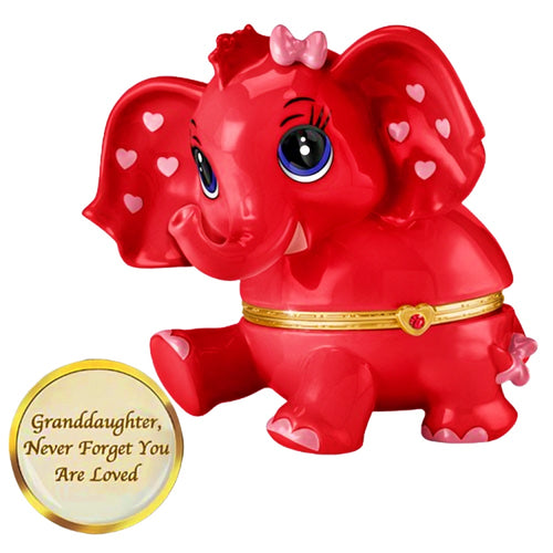 The Bradford Exchange Granddaughter Never Forget You Are Loved Birthstone Music Box Collection Issue #1: JANUARY Heirloom Porcelain Elephant with Swarovski Crystal and Plays "You Are My Sunshine" 4.5-inches