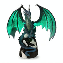 Load image into Gallery viewer, The Bradford Exchange Ancient Mysteries Dragon Sculpture Collection Issue #12: Frostbite Light Up Fantasy Dragon Figurine with LED Wings Hand-Painted Collectible Decor with Faux Jewel 11-inches
