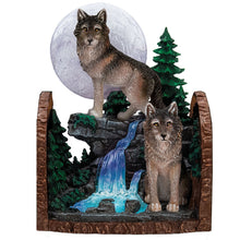 Load image into Gallery viewer, The Bradford Exchange Eternal Watch from Aurora Borealis Bookend Collection Issue #2 Hand-painted Illuminated Wolves Sculpture 6.5-inches - RCE Global Solutions

