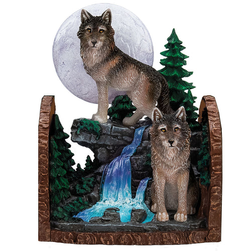 The Bradford Exchange Eternal Watch from Aurora Borealis Bookend Collection Issue #2 Hand-painted Illuminated Wolves Sculpture 6.5-inches - RCE Global Solutions