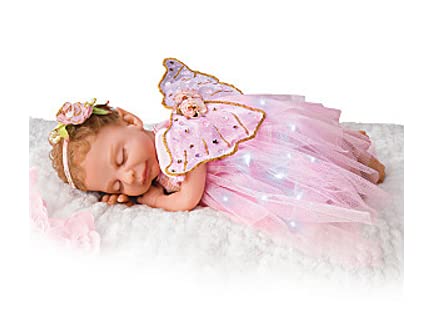 The Ashton - Drake Galleries Dream Blossom Silicone Fairy Baby Doll with Illuminated Outfit Poseable & Handcrafted TrueTouch® Authentic Silicone Skin Baby Girl Doll by Ina Volprich 13.5