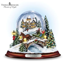 Load image into Gallery viewer, The Bradford Exchange &quot;Jingle Bells&quot; Snowglobe With Swirling Snow Illuminated Musical Snowglobe Christmas Decoration by Thomas Kinkade 7-Inches
