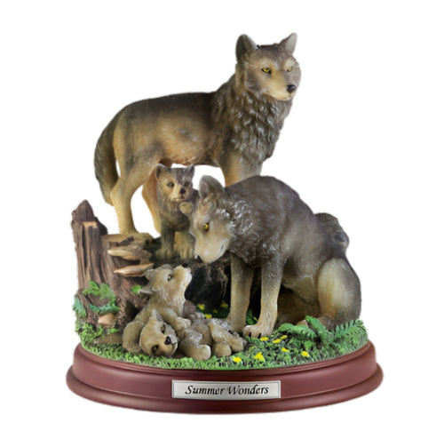 The Bradford Exchange Summer Wonders The Protectors Of The Pack Collection Issue #8 Realistically Hand Painted & Likelife Detail Wolf Sculpture 8-inches