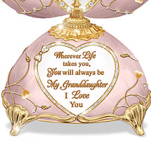 Load image into Gallery viewer, The Bradford Exchange Butterfly Music Box Collection Issue #2 Granddaughter, Wherever Life Takes You Porcelain Egg-Shaped Music Box Featuring 80 Hand-Set Jewels &amp; Adorned with 22K Gold-Plated Accents by Peter Carl Fabergé 18-inches
