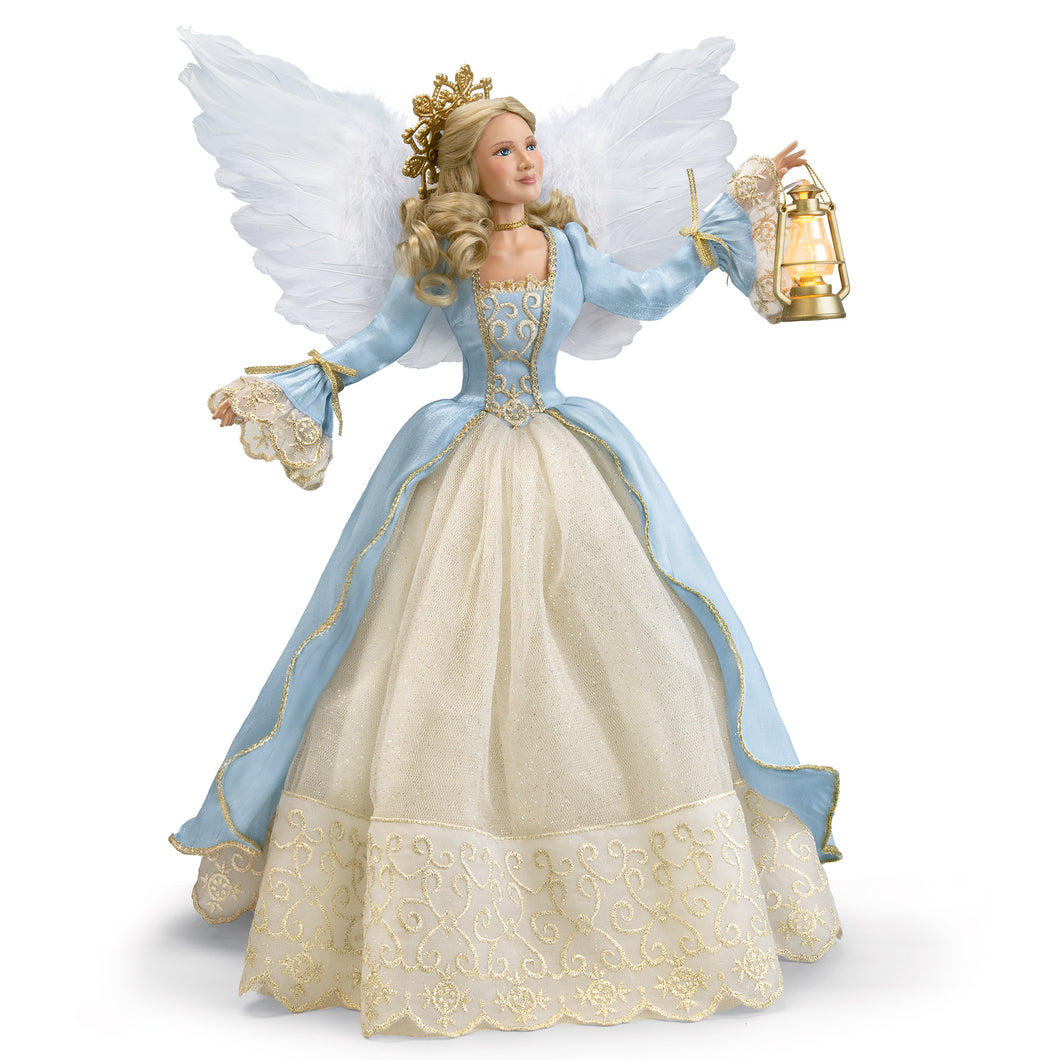 The Ashton-Drake Galleries Angel of Peace Illuminated Musical Doll with Baroque Gown & Faux Feather Wings Hand-Painted Resin Plays ‘Hark the Herald Angels Sing’ 18-inches