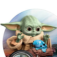 Load image into Gallery viewer, The Bradford Exchange Star Wars The Mandalorian The Child Grogu Table Clock Quartz Movement Hand Painted Desk Clock Razor Crest Scene Limited Edition Collectible Home Decor 8.5-inches - alternate product view 2 - RCE Global Goods
