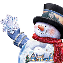 Load image into Gallery viewer, The Bradford Exchange Thomas Kinkade Snow Bellies Snowglobe Collection Issue #1 “Snow Day” Illuminated Snowman Village Scene 7-inches
