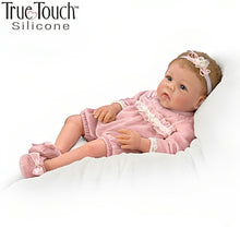 Load image into Gallery viewer, The Ashton-Drake Galleries A Dream Come True Realistic Baby Girl Doll Handcrafted of TrueTouch® Authentic Silicone with Hand-Painted Details and Featuring Hand-Rooted Hair Comes with A Velvet Outfit with Matching Headband 17&quot;-Inches - RCE Global Solutions
