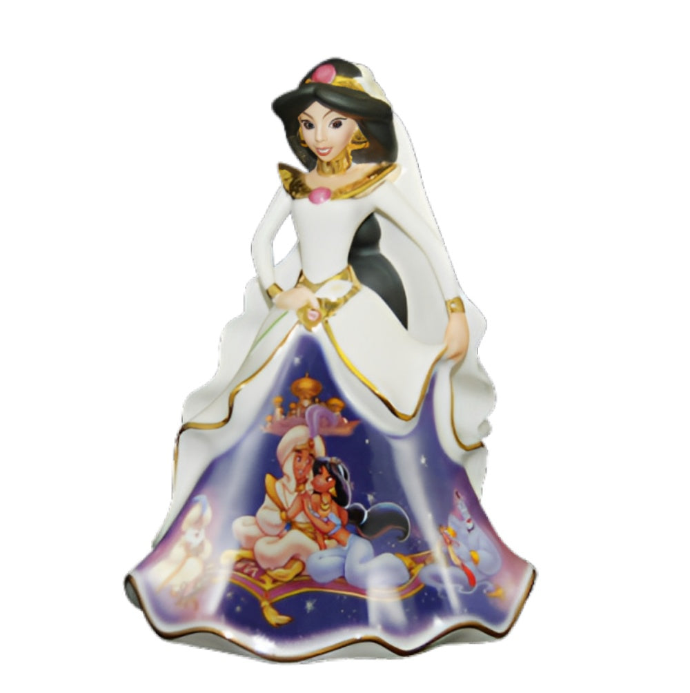 The Bradford Exchange Disney Dresses and Dreams® Bell Collection Forever Jasmine Issue #6 Heirloom Porcelain Scenes from Disney Aladdin Hand Sculpted & Hand Glazed with 22K Gold Figurine 7.5-inches - RCE Global Solutions