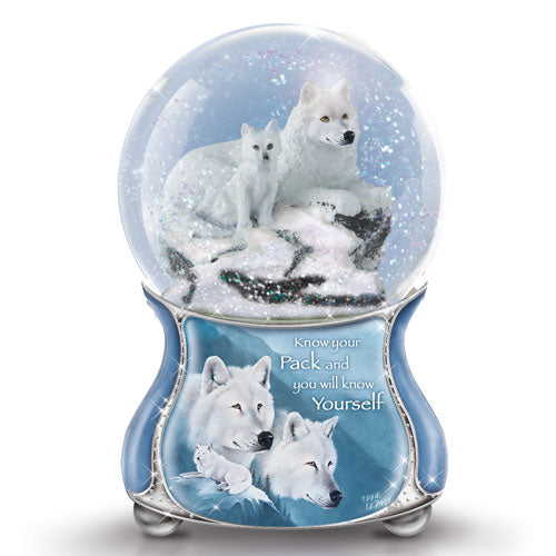 The Bradford Exchange Spirits Within Musical Wolf Glitter Globe: White Majesty Issue #3 by Eddie Lepage 5.75-inches - RCE Global Solutions