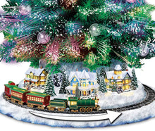 Load image into Gallery viewer, The Bradford Exchange Thomas Kinkade Holiday Sparkle Tabletop Christmas Tree Decoration Color Changing Fiber Optic Lights Illuminated Sculpted Village Star Topper Rotating Train 8 Melodies 18-Inches - RCE Global Solutions
