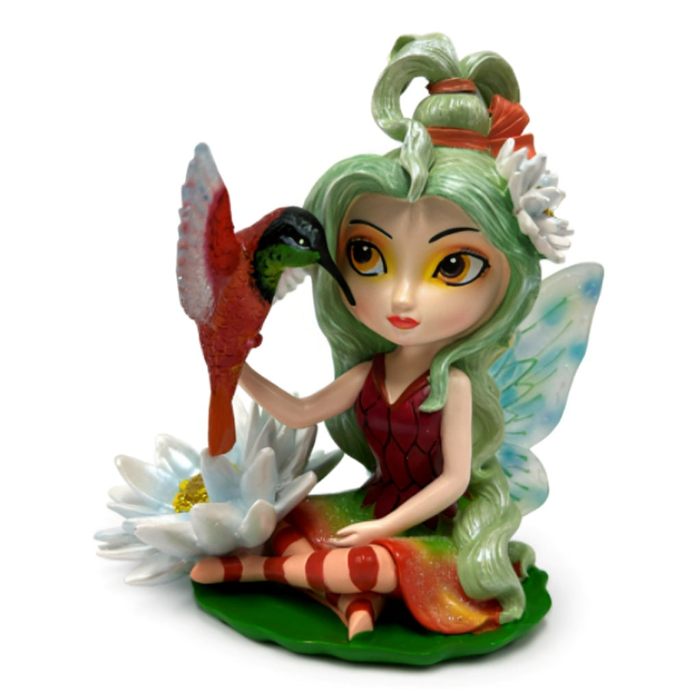 The Hamilton Collection Splendid Resilient Protecto Whispering Wings of Enchantment Fairy Figurine Collection Issue #5 Hand-Painted with Hummingbird Companions Figurine by Jasmine Becket-Griffith 4-inches