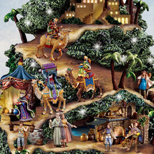 Load image into Gallery viewer, Hawthorne Village Thomas Kinkade Glory To The Newborn King Nativity Christmas Tree Religious Decoration Illuminates 40 Sculpted Characters tells Story of Jesus Birth Plays Song Silent Night 16&quot;-Inches - RCE Global Solutions
