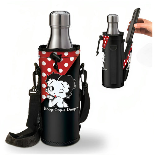 The Bradford Exchange Boop Bottle With Carrier Fashionable Betty Boop Features a Back Zip Around Pocket with a FREE Stainless Steel Water Bottle 8-inches