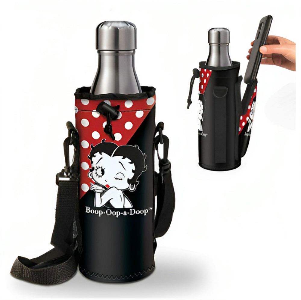 The Bradford Exchange Boop Bottle With Carrier Fashionable Betty Boop Features a Back Zip Around Pocket with a FREE Stainless Steel Water Bottle 8-inches - RCE Global Solutions