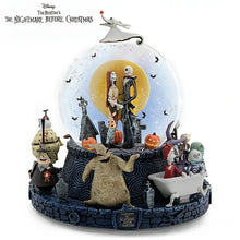 Load image into Gallery viewer, The Bradford Exchange Disney The Nightmare Before Christmas Jack Sally Zero Musical Glitter Snow Globe with Rotating Base Oogie Boogie Mayor Lock Shock Barrel Dr. Finklestein Behemoth Plays the Melody Overture 6.5&quot;-Inches - RCE Global Solutions
