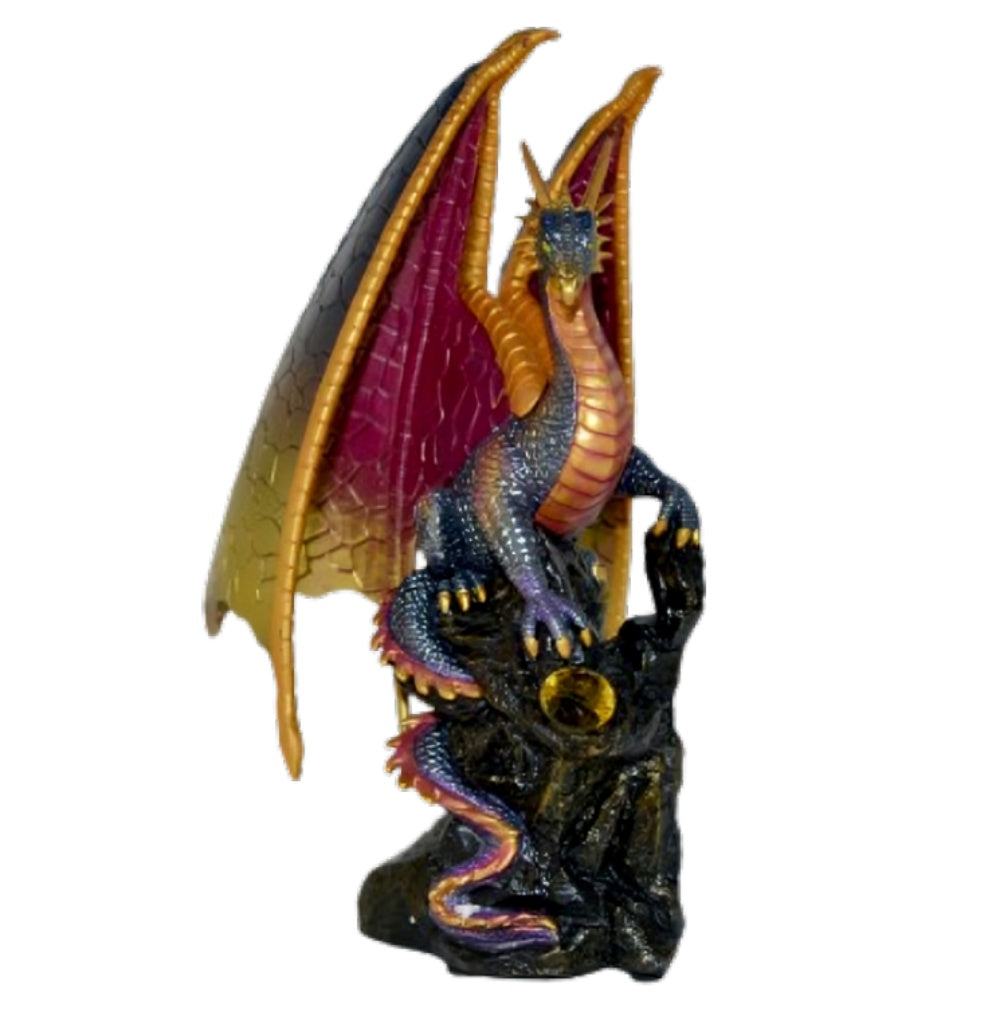 The Bradford Exchange Ancient Mysteries Dragon Sculpture Collection Issue #4: Cosmic Overseer Handcrafted Fantasy Dragons with Illuminated LED Lights High Fantasy Decor with Faux Jewels 11-inches