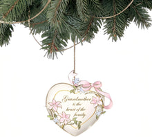 Load image into Gallery viewer, The Bradford Exchange Heart Ornament Grandmother Heirloom Porcelain® Scripted Sentiment Colorful Enameled Flowers with Faux Gems and 22K Gold Accents 3-inches - RCE Global Solutions
