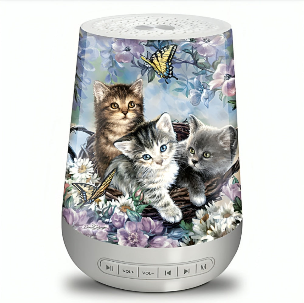 The Bradford Exchange Kitten Bouquet Sleep Sound Machine Limited Edition Nightlight & Sound Therapy Device with 24 Soothing Sounds and Timer by Dona Gelsinger 6-Inches