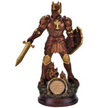Load image into Gallery viewer, The Bradford Exchange The Lord&#39;s Strength Sculpture Collection Issue #15 Glory and Splendor Religious Knight Cold-Cast Bronze with 24K Gold-Plated Challenge Coin 12-inches
