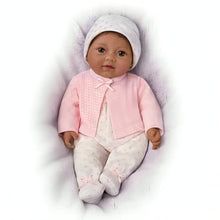 Load image into Gallery viewer, The Ashton-Drake Galleries Little Kiara Lifelike Realistic African American Black Baby Girl Doll with Hand Rooted Hair Fully Poseable Cuddly Bean Bag Body and Soft RealTouch® Vinyl Skin 10&quot;-Inches - RCE Global Solutions
