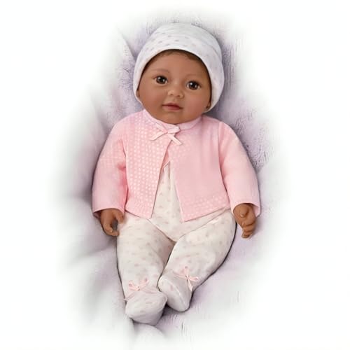 The Ashton-Drake Galleries Little Kiara Lifelike Realistic African American Black Baby Girl Doll with Hand Rooted Hair Fully Poseable Cuddly Bean Bag Body and Soft RealTouch® Vinyl Skin 10