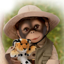 Load image into Gallery viewer, The Ashton - Drake Galleries Milo the Safari Monkey Doll Lifelike So Truly Real® Hand Applied Mohair Weighted Fully Poseable with Soft RealTouch® Vinyl Skin and Plush Leopard Stuffed Animal 16&quot;-Inches
