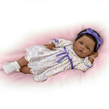 Load image into Gallery viewer, The Ashton-Drake Galleries So Truly Real All God&#39;s Grace in One Tiny Face Lifelike Baby Doll with A Cross Bracelet and Featuring A Purple-Accented Dress 20-inches - RCE Global Solutions
