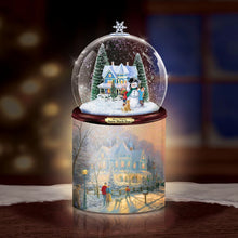Load image into Gallery viewer, The Bradford Exchange Thomas Kinkade Scent-sational Holiday Treasures Flameless Snowglobe Candle Collection Issue #1 A Holiday Gathering Flameless Globe Candle Illuminated Holiday Glitter Globe with Scented Base Music and Hand-Painted Christmas Artwork 7&quot;
