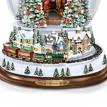 Load image into Gallery viewer, The Bradford Exchange Thomas Kinkade A Visit With Santa Illuminated Musical Christmas Snow Globe with Moving Train and 8 Holiday Songs 7&quot;-Inches - RCE Global Solutions
