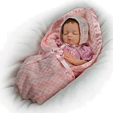 Load image into Gallery viewer, The Ashton-Drake Galleries Lullaby Baby Doll Handcrafted Realistic Doll with RealTouch® Vinyl Skin Hand-Rooted Hair Weighted Cloth Body Breathing Feature and Custom Ensemble Victoria Jordan by Myra Garza 18-inches
