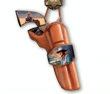Load image into Gallery viewer, The Bradford Exchange John Wayne Western Replica Pistol Wall Décor Art Issue #12: Fighting Spirit Sculpture Hand-painted with Leather Straps 12-inches
