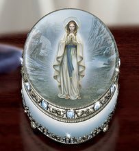 Load image into Gallery viewer, The Bradford Exchange Our Lady of Lourdes Rosary Music Box: A Symbol of Eternal Faith and Comfort by Hector Garrido 3.62-Inches - RCE Global Solutions
