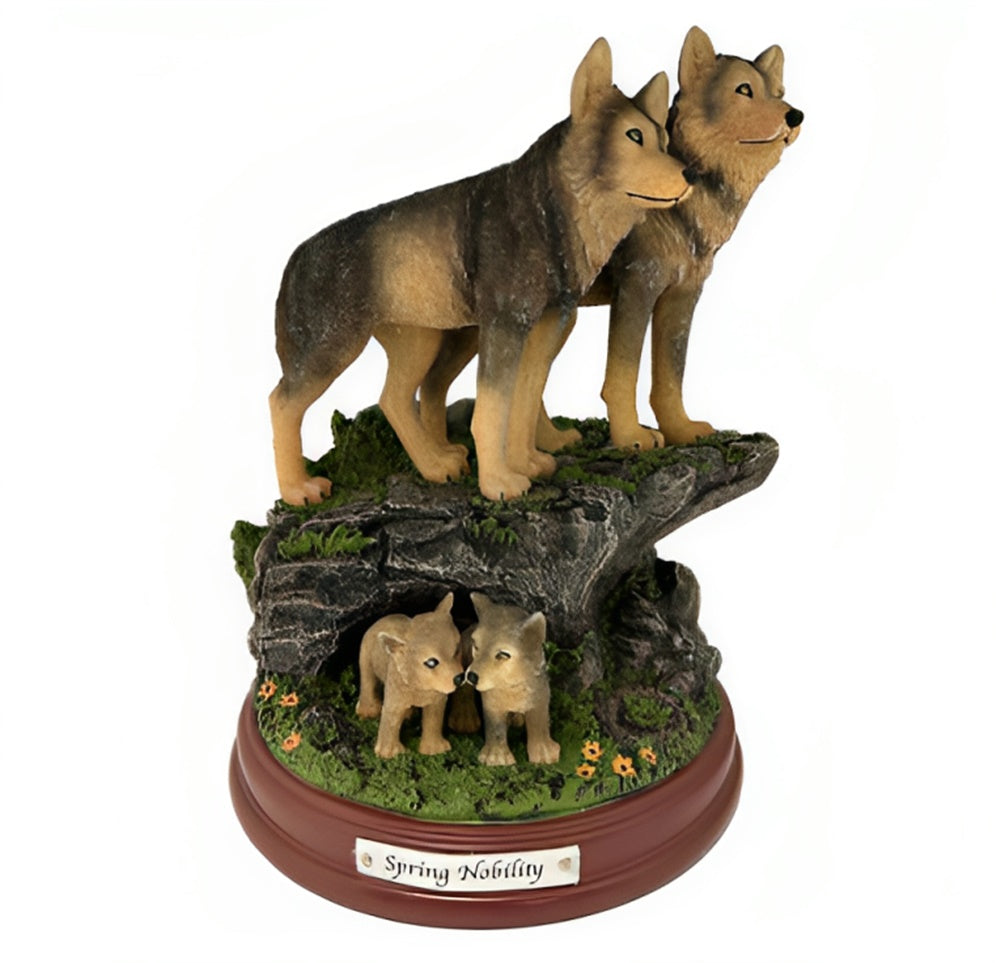 The Bradford Exchange Spring Nobility The Protectors Of The Pack Collection Issue #15 Realistically Hand Painted & Likelife Detail Wolf Sculpture 8-inches - RCE Global Solutions