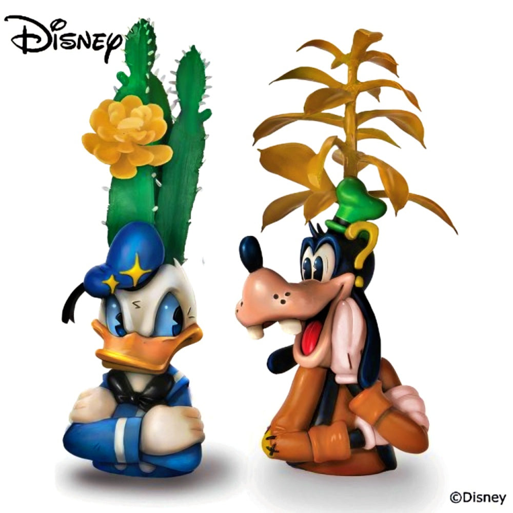 The Bradford Exchange Disney Mickey and Friends Succulent Sculpture Collection Issue #2 Donald Duck and Goofy Set of 2 Handcrafted Hand-painted Artificial Succulents 4-inches - RCE Global Solutions