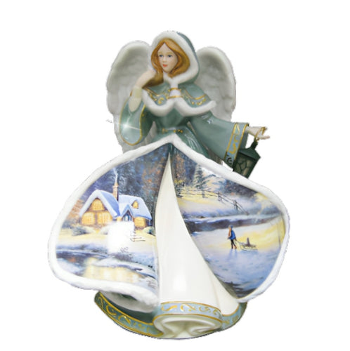 The Bradford Exchange Winter Angels of Light Collection Issue #11 Angel of Care Illuminated Sculpture Art on Porcelain Angel by Thomas Kinkade 8-Inches - RCE Global Solutions