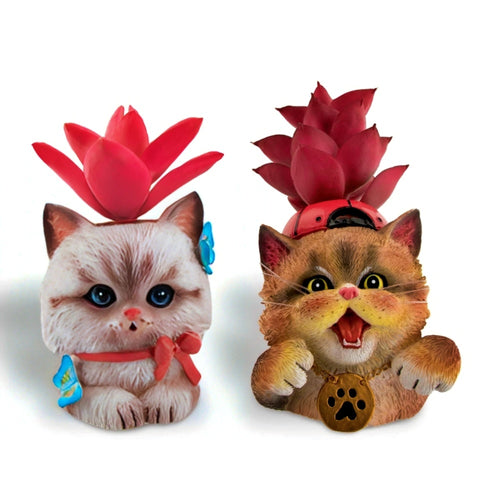 The Bradford Exchange Sophie And Lil Paws Purr-fect Planters Sculpture Collection Issue #9 Purr fectly AdorableThe Cat tastic Succulent Hand Painted & Realistic Sculpture by Kayomi Harai 4.25-inches - RCE Global Solutions