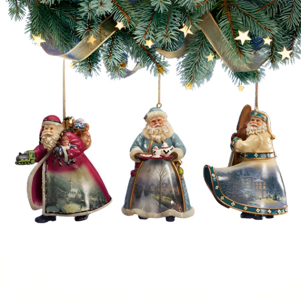 The Ashton-Drake Galleries Victorian Winter Scenes Santas Ornament Collection Issue #9 Painter of Light Artistry Christmas Decoration Set of 3 by Thomas Kinkade 12-inches - RCE Global Solutions