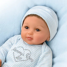 Load image into Gallery viewer, The Ashton-Drake Galleries Mommy&#39;s Boy Lifelike So Truly Real® Baby Boy Doll Weighted Poseable with Magnetic Pacifier and Soft RealTouch® Vinyl Skin by Master Doll Artist Ping Lau 17&quot;-Inches - RCE Global Solutions
