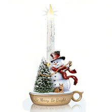 Load image into Gallery viewer, The Bradford Exchange Be Merry Be Bright Snowman Sculptures With Flameless Candles A Warm Winters Welcome Illuminated Candle Collection Issue #2 Christmas Decoration by Dona Gelsinger 9-inches - RCE Global Solutions
